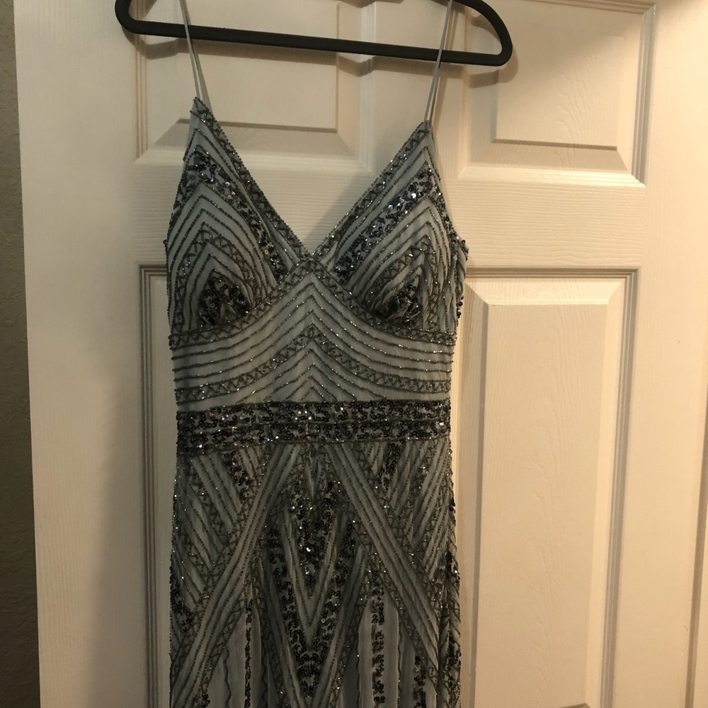 Marina formal beaded gown. Floor length and sz 16. Gorgeous.